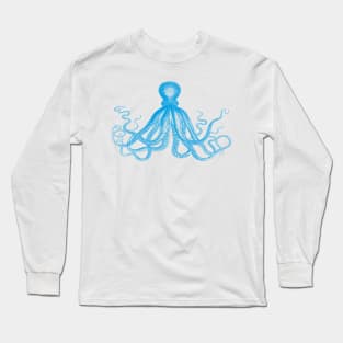 Octopus | Vintage Octopus | Tentacles | Sea Creatures | Nautical | Ocean | Sea | Beach | Turquoise Blue | Long Sleeve T-Shirt